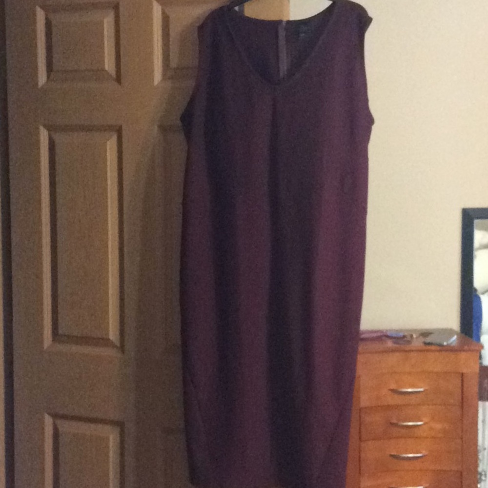 Sheath Dress Deep Eggplant with Seam details